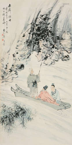 倪田(1855-1919) 赤壁泛舟