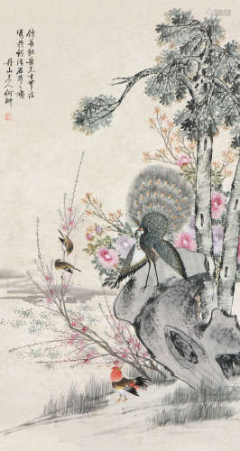 何翀(1807-1883) 孔雀