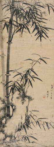 史锡节( 清) 竹石图