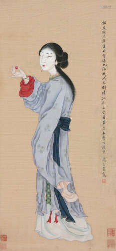 禹之鼎(1647-1716) 拈丹仕女