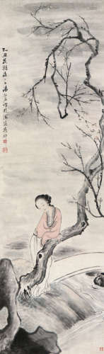 汤禄铭(1804-1874) 梅下仕女