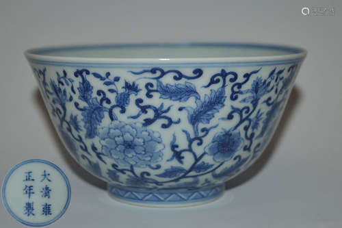 DAQING YONGZHENG NIANZHI MARK BLUE&WHITE BOWL