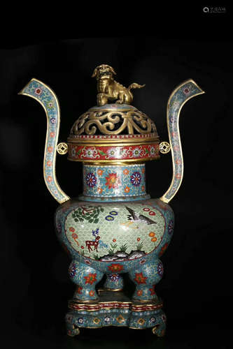 A QIANLONG MARK FALANGCAI TRIPOD CENSER