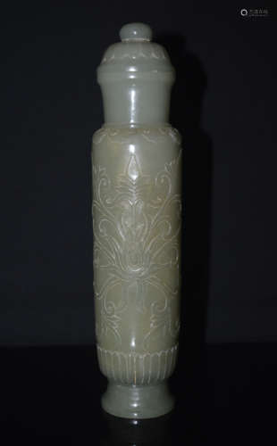 JADE FLORAL PATTERN VASE