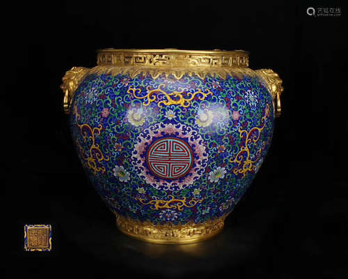 FETAL COPPER CLOISONNE ENAMEL VASE