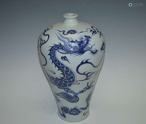 BLUE&WHITE DRAGON PATTERN MEI VASE