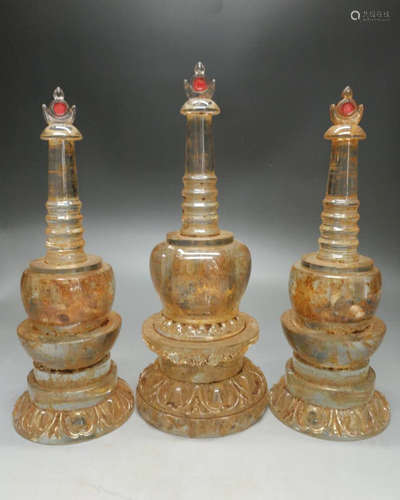 THREE PIECES OF STUPAS