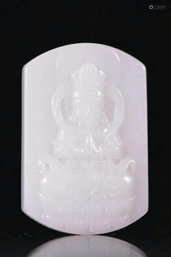 A HETIAN JADE GUAN YIN TABLET