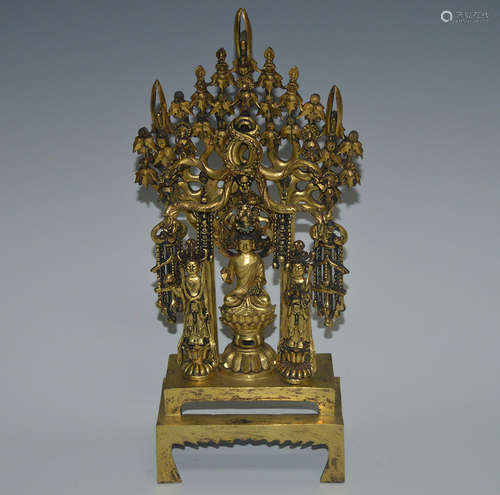 GILT BRONZE BUDDHA FIGURE