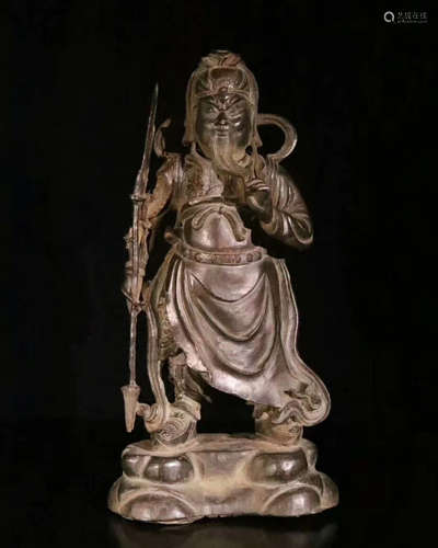 A BRONZE FIGURE OF GUANGONG