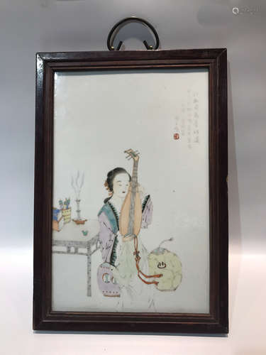 A PORCELAIN PAINTING BOARD WITH YUZIMING SEAL