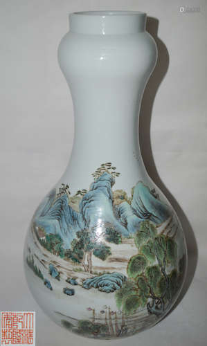 A GARLIC-HEAD VASE WITH QIANLONG MARK