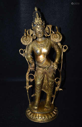 GILT BRONZE GUANYIN BUDDHA