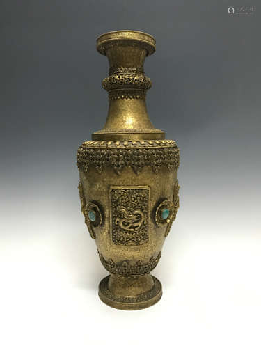 A GILT BRONZE VASE