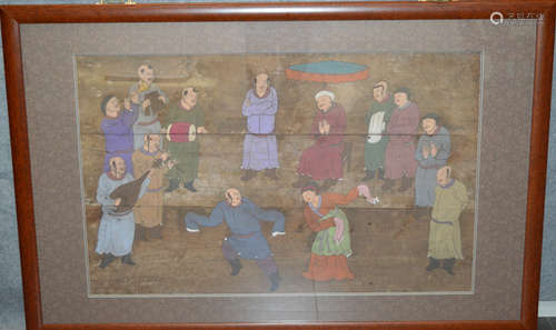 DANCING FIGURES PAINTING WOOD BOARD