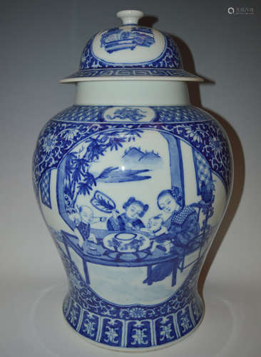 DAQING KANGXI NIANZHI MARK BLUE&WHITE GENERAL-JAR