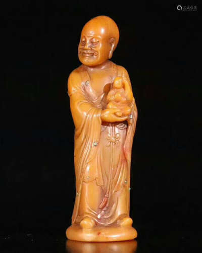 A SHOUSHAN STONE MONK ORNAMENT