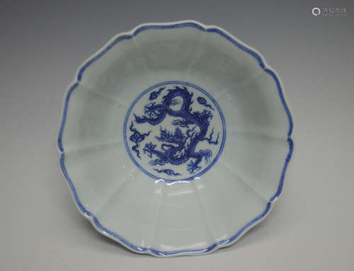 BLUE&WHITE MELON-SHAPED EDGE BOWL