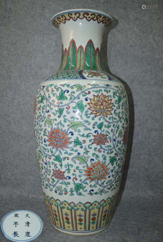 DAQING KANGXI NIANZHI MARK DOUCAI VASE