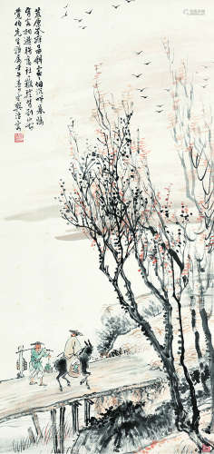 樊浩霖（1885～1962） 1942年作 山水 立轴 设色纸本