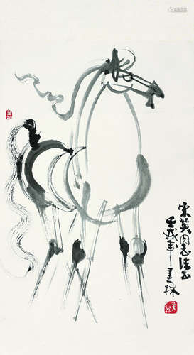 韩美林（b.1936） 1982年作 立马图 立轴 水墨纸本