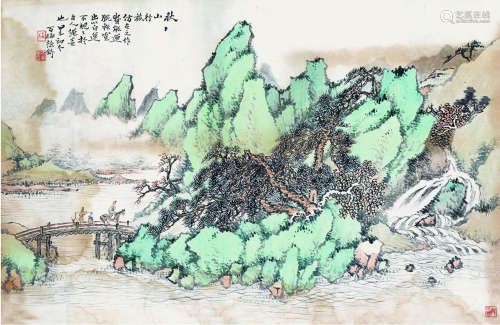 徐锜（1877～1925） 1924年作 秋山行旅 镜片 设色纸本