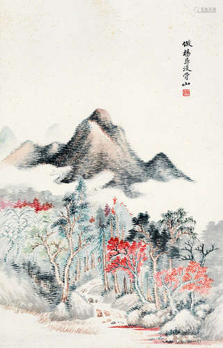 吴琴木（1894～1953） 山水 屏轴 设色纸本