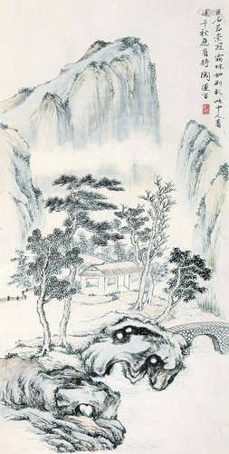 陶运百（1905～1975） 山水 纸片 设色纸本