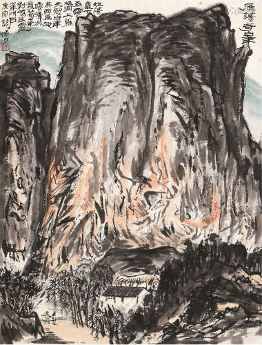 陆俨少（1909～1993）（款） 山水 镜片 设色纸本