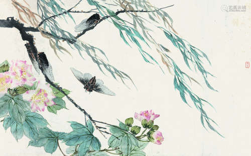 陈康侯（1866～1937） 花鸟 镜片 设色纸本