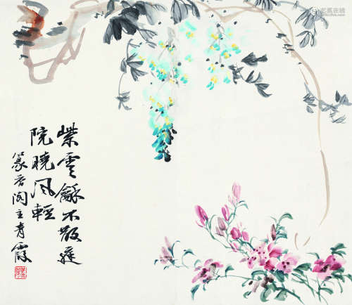 吴青霞（1910～2008） 花卉 立轴 设色纸本