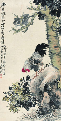 任薰（1835～1893） 花鸟 屏轴 设色纸本