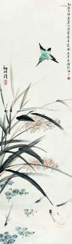 沙馥（1831～1906） 1906年作 花鸟 立轴 设色纸本