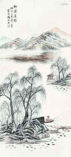 冯超然（1882～1954）（款） 山水 立轴 设色纸本