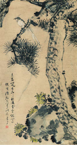 徐子鹤（1916～1999） 山茶山雀 镜片 设色纸本