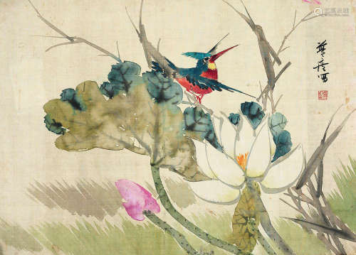 朱偁（1826～1900） 花鸟 册页 设色绢本