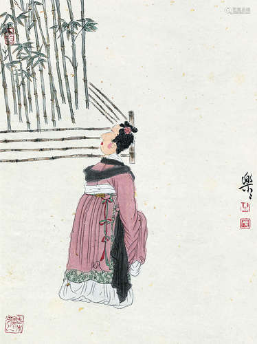 徐乐乐（b.1955） 仕女 立轴 设色纸本