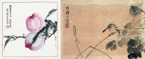 邵幼轩（1918～2009） 桂仙生双寿 花鸟 镜片 设色纸本