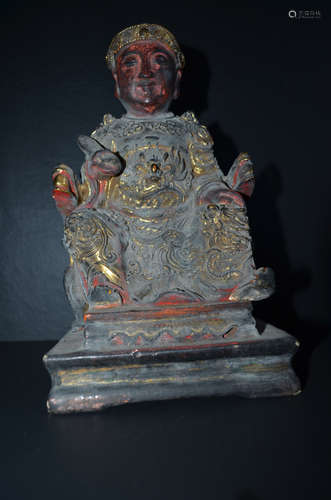 Chinese wood carving gilt buddha