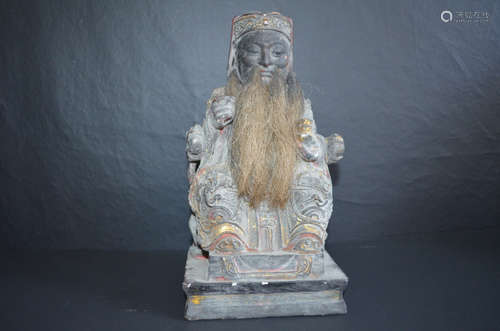 Chinese old gilt wood carving god of land