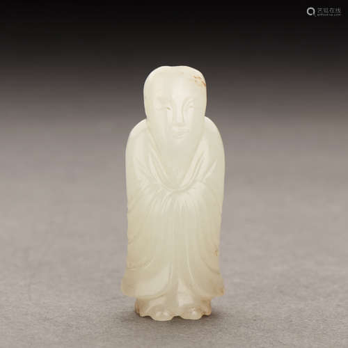 A CHINESE WHITE JADE SCHOLAR