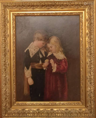 Oil on Wood panel with Gold Giltwood frame,Signed