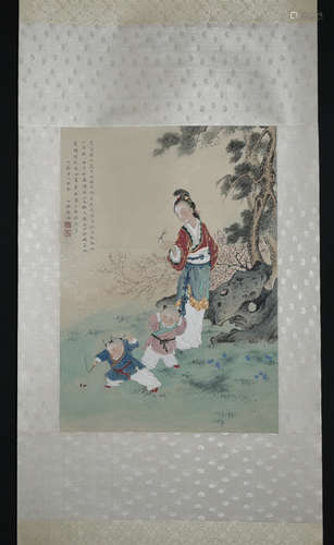 Chinese Ink/Color Scroll Painting, Signed