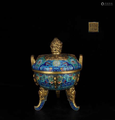 Chinese Qian Long Bronze Enamel Burner