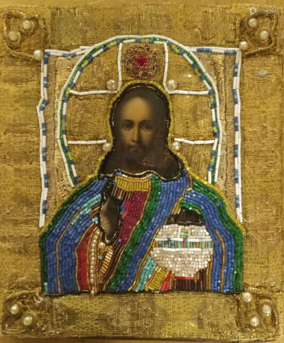 Antique 19c Russian icon of Christ.