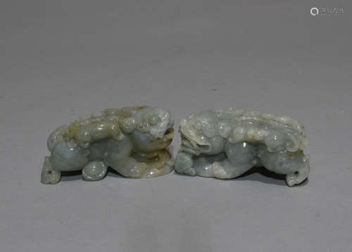 Pair Of Jade Foo Dog