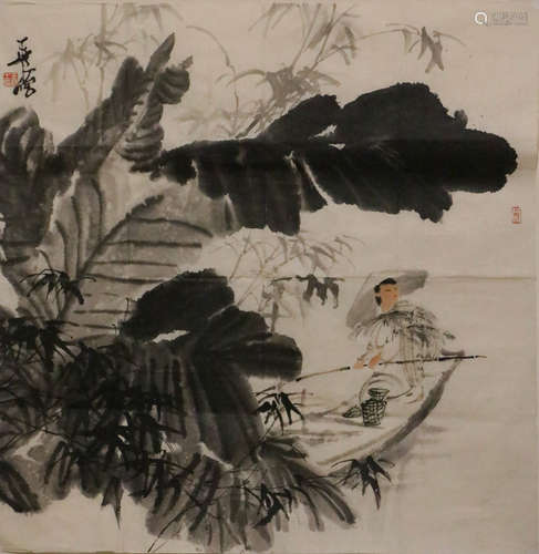 Wang, YuLiang. water color painting of boat