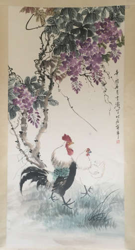 Huang, XueTao. Water color painting of chicken