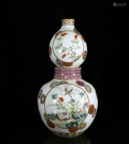 Chinese Famille Rose Gourd Vase