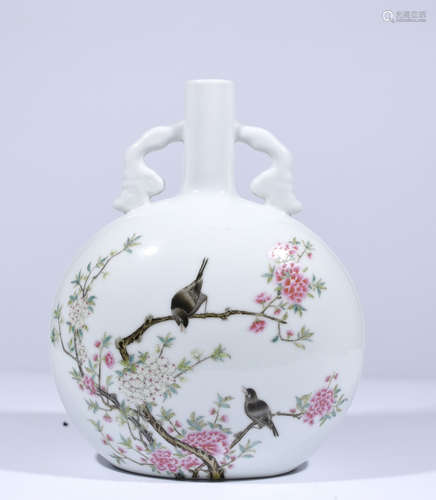 Chinese Enamel Porcelain Moon Flask Vase